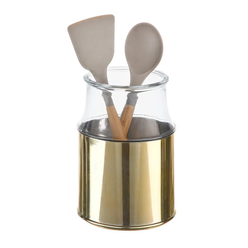 Idesign Arden Ridged Kitchen Crock - Gold