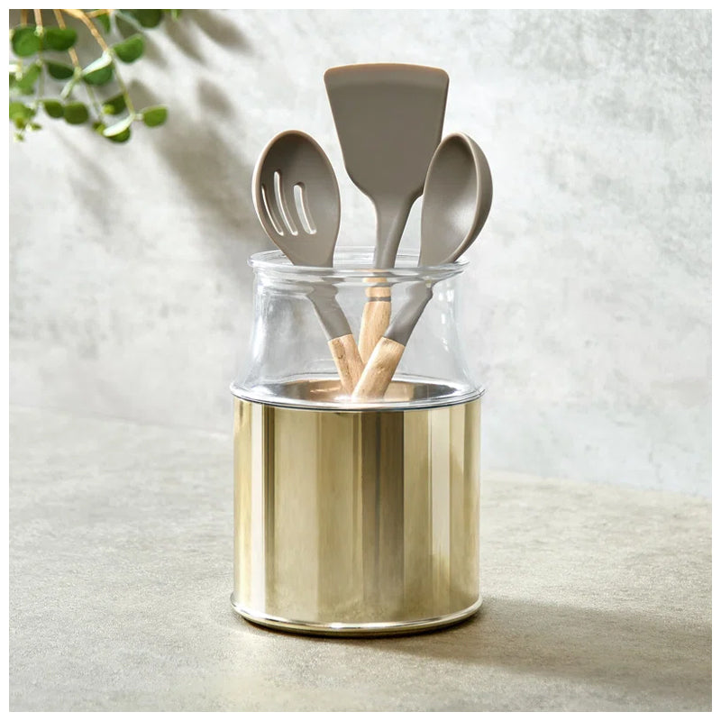 Idesign Arden Ridged Kitchen Crock - Gold