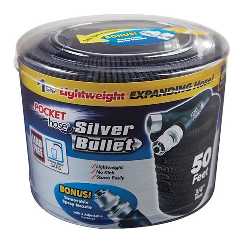 Pocket Hose Slvr Bullet 50Ft - Black