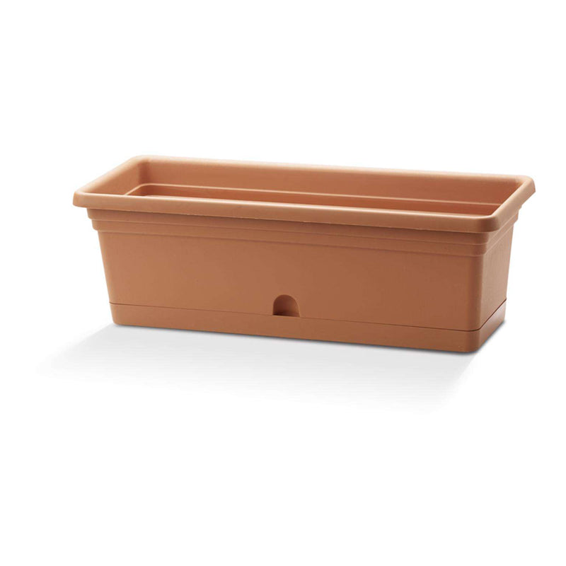 Emma Rectangle Plastic Flower Pot Colored Planter 20"X8" - Terracotta