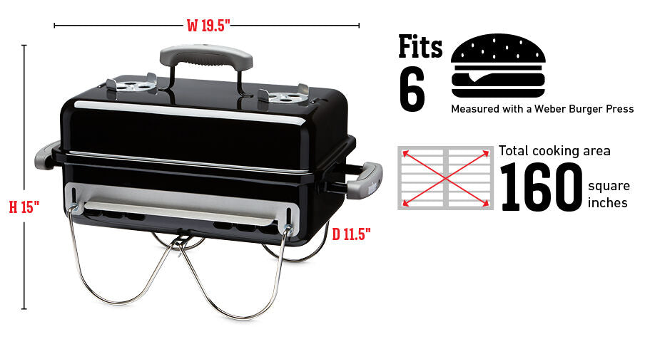 Go-Anywhere Charcoal Grill - Black