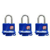 Master Lock Weather Proof Padlock 1-1/2" 3Pk - Blue