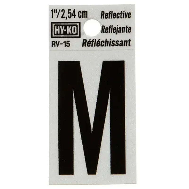Hy-Ko Rv-15 Reflective Letter M 1" - Black