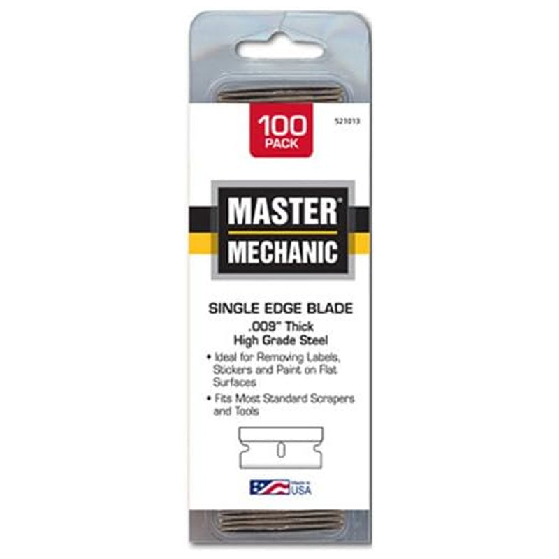 Master Mechanic Single Edge Blades .009 – 100 Pack-Silver