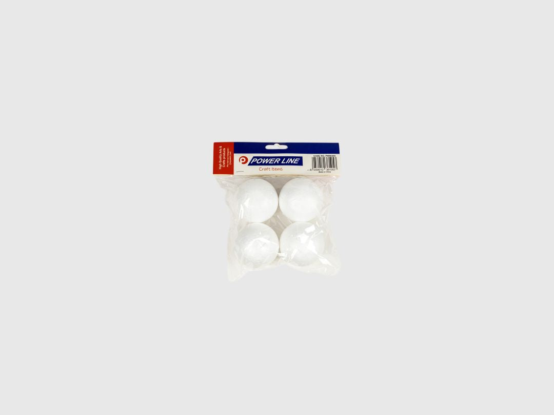 Power Line High-Quality Craft Pom-Poms 60 Mm Set Of 4-White
