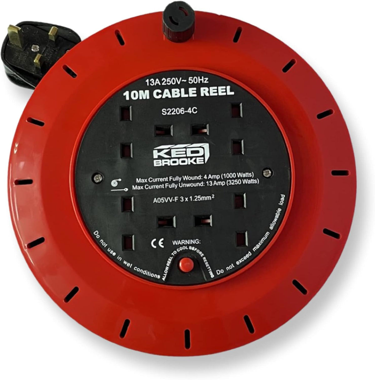 4-socket Electric extension reel 10m