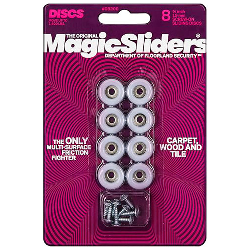 Magic Sliders 8Pc Sliding Discs W/Screw-In Round 20Mm - Silver