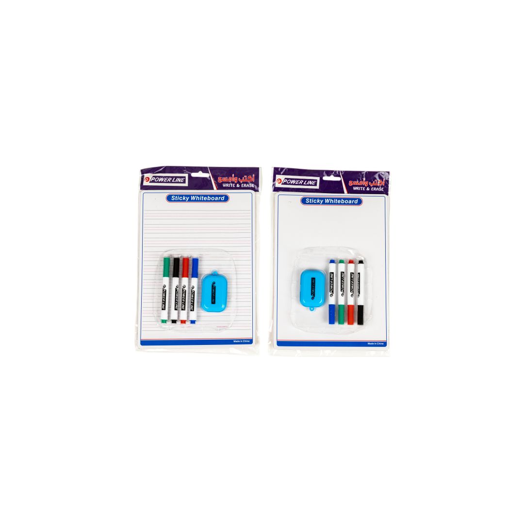 Power Line Write & Erase" Sticky Whiteboard Sheet Set-Multicolor