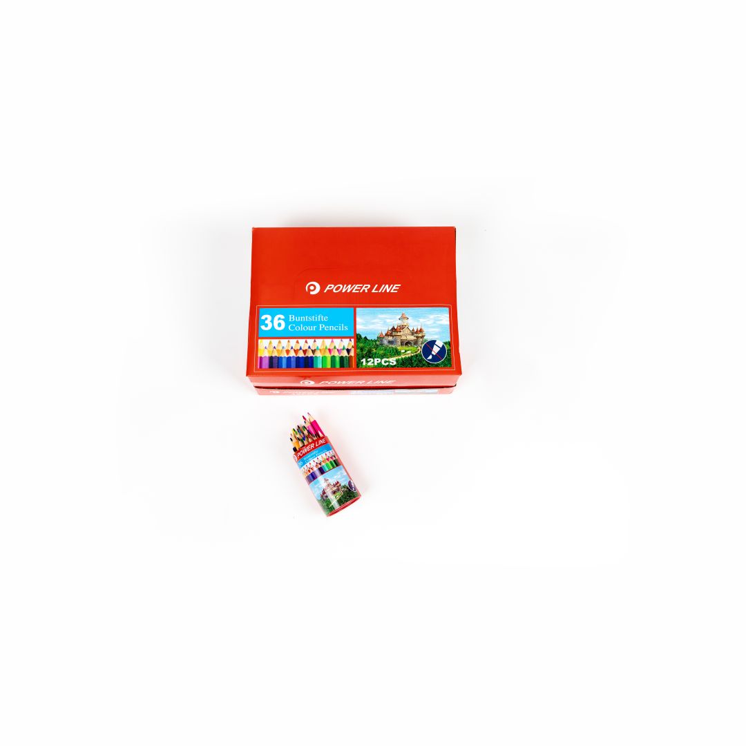 Power Line 36 Buntstifte Colour Pencils Round Metal Tin-Multicolor