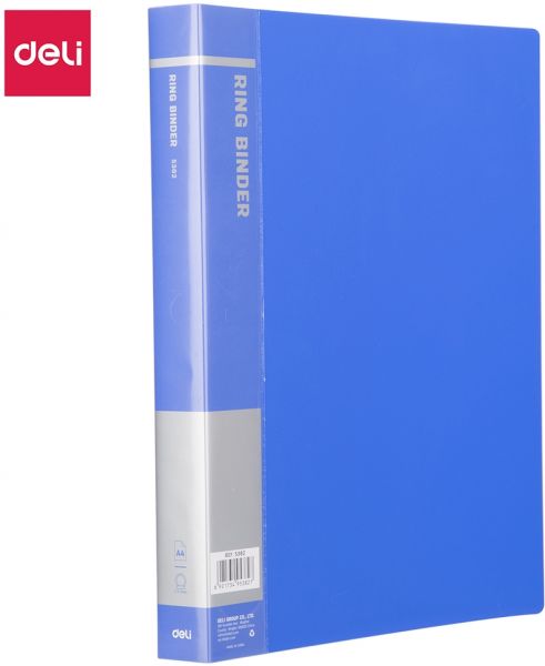 Deli Plastic Folder 2 Ring A4 Blue
