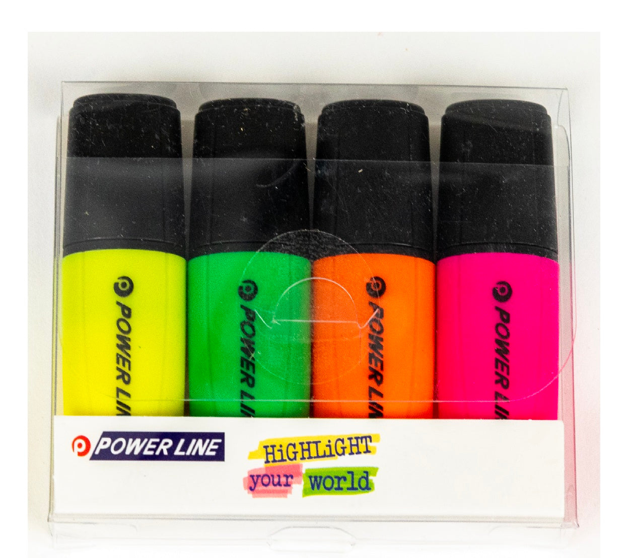 Power Line Fluorescent Highlighters Set Of 4-Multicolor