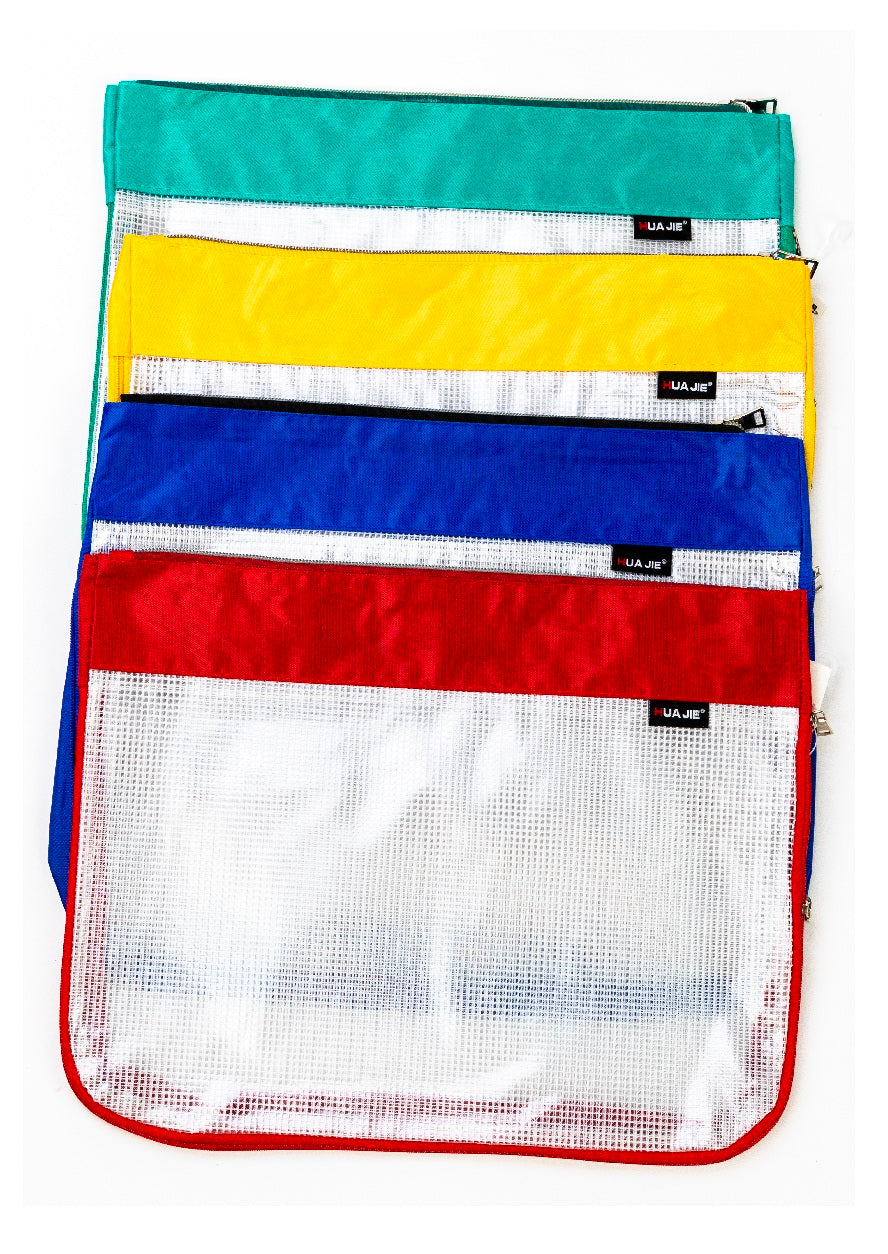 Huajie Zippered Mesh Document Pouches-Multicolor