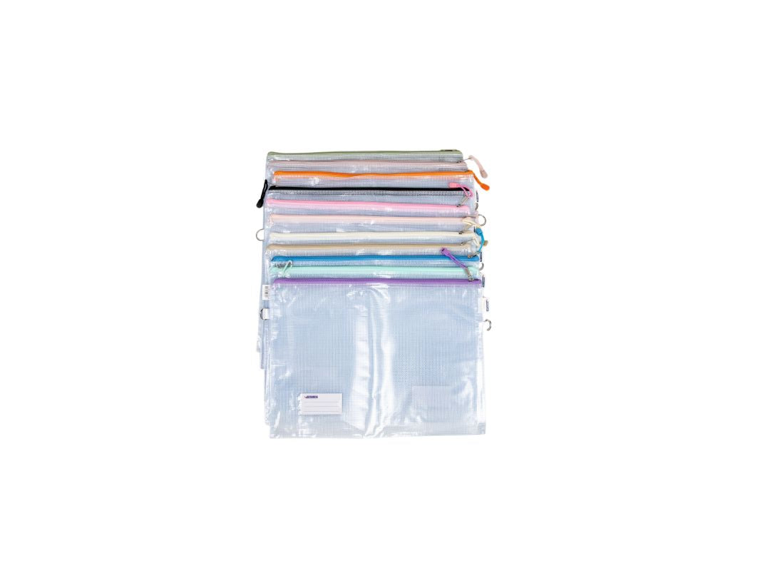 Power Line Mesh Zipper Pouch Bags A3 Black