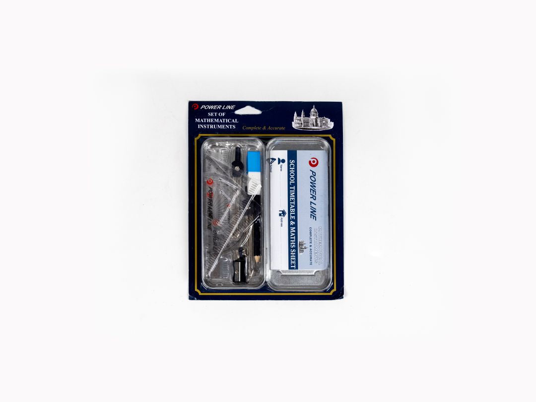 Power Line Set Of Mathematical Instruments Geometry Box-Clear