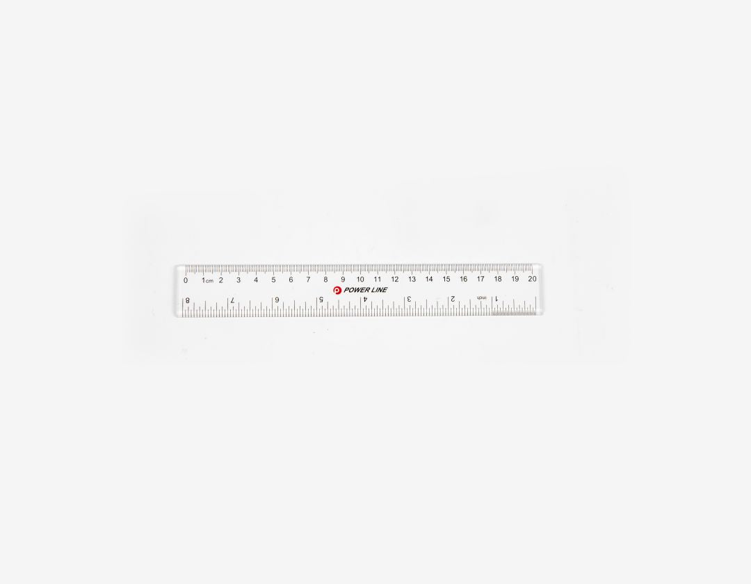 Power Line 20 Cm Clear Plastic Ruler-Clear