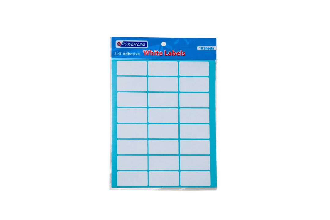 Power Line Self-Adhesive Labels-White