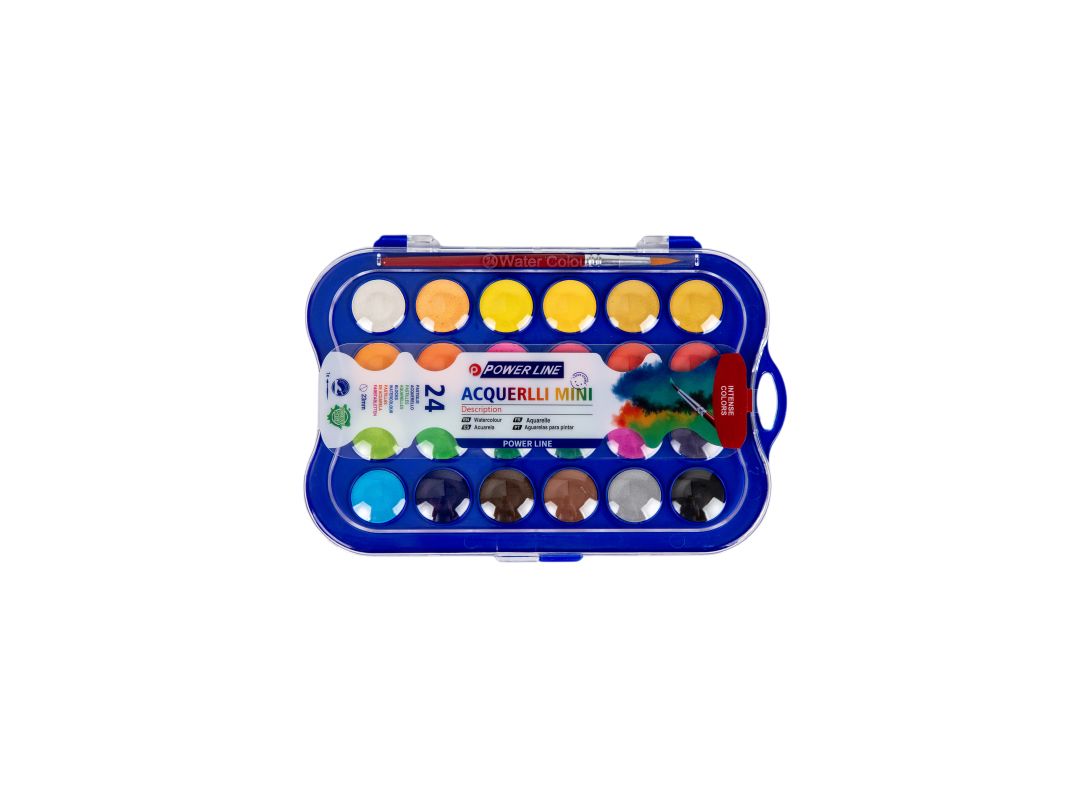 Power Line Acquerelli Mini Watercolor Paint Set 0F 24-Multicolor