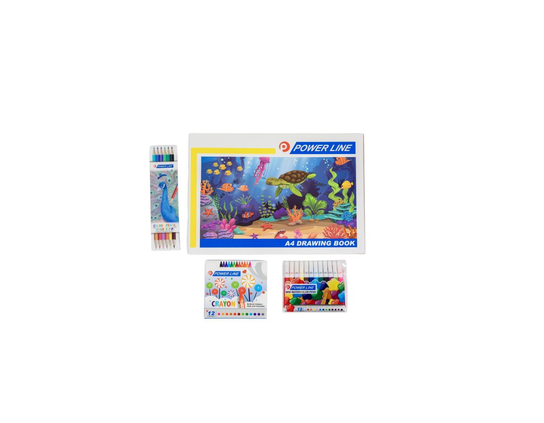 Power Line Kids Art And Craft Stationery Combo Kit-Multicolor