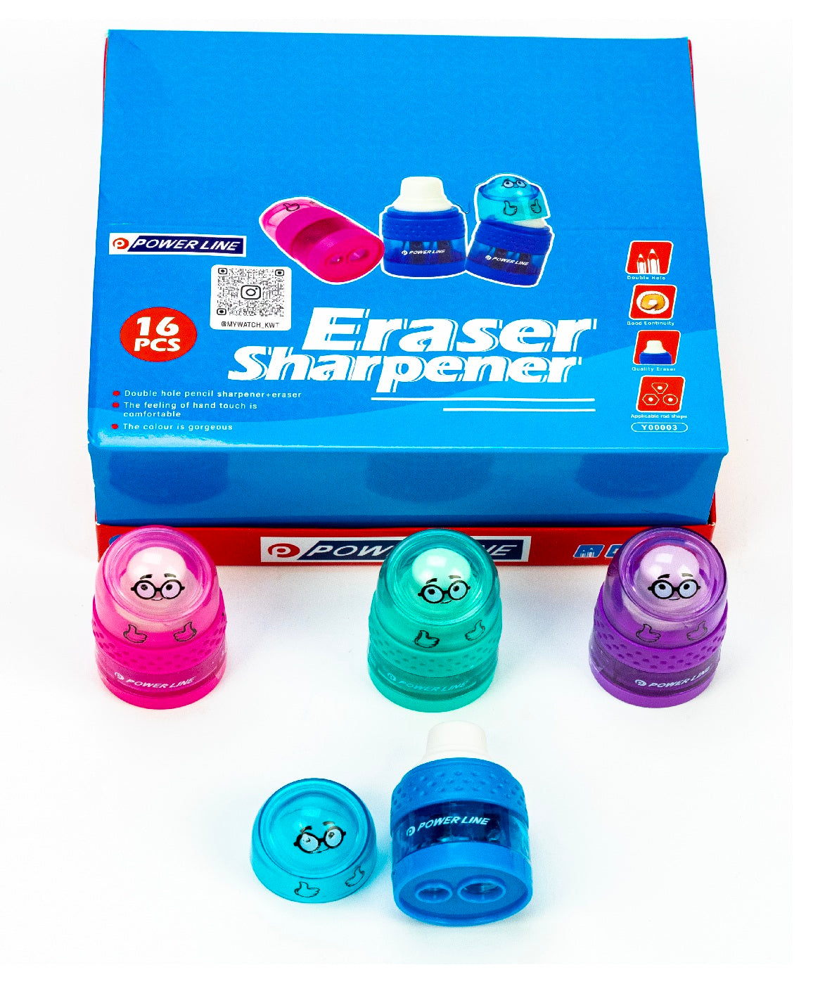 Power Line 2-In-1 Compact Eraser & Sharpener Combo Turquoise