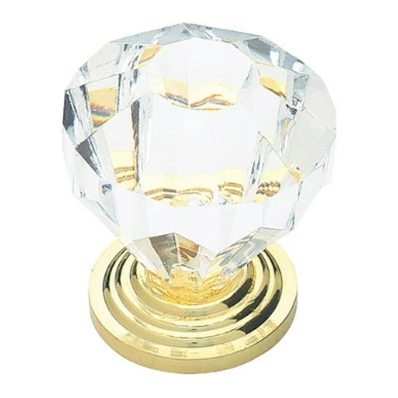 Acrylic Faceted Knob 1 1/4 Inch-Gold&Clear