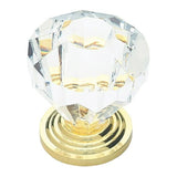 Acrylic Faceted Knob 1 1/4 Inch-Gold&Clear