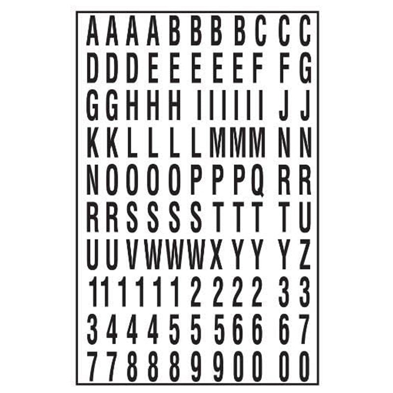 Hy-Ko Letter/Number Set-Black&White
