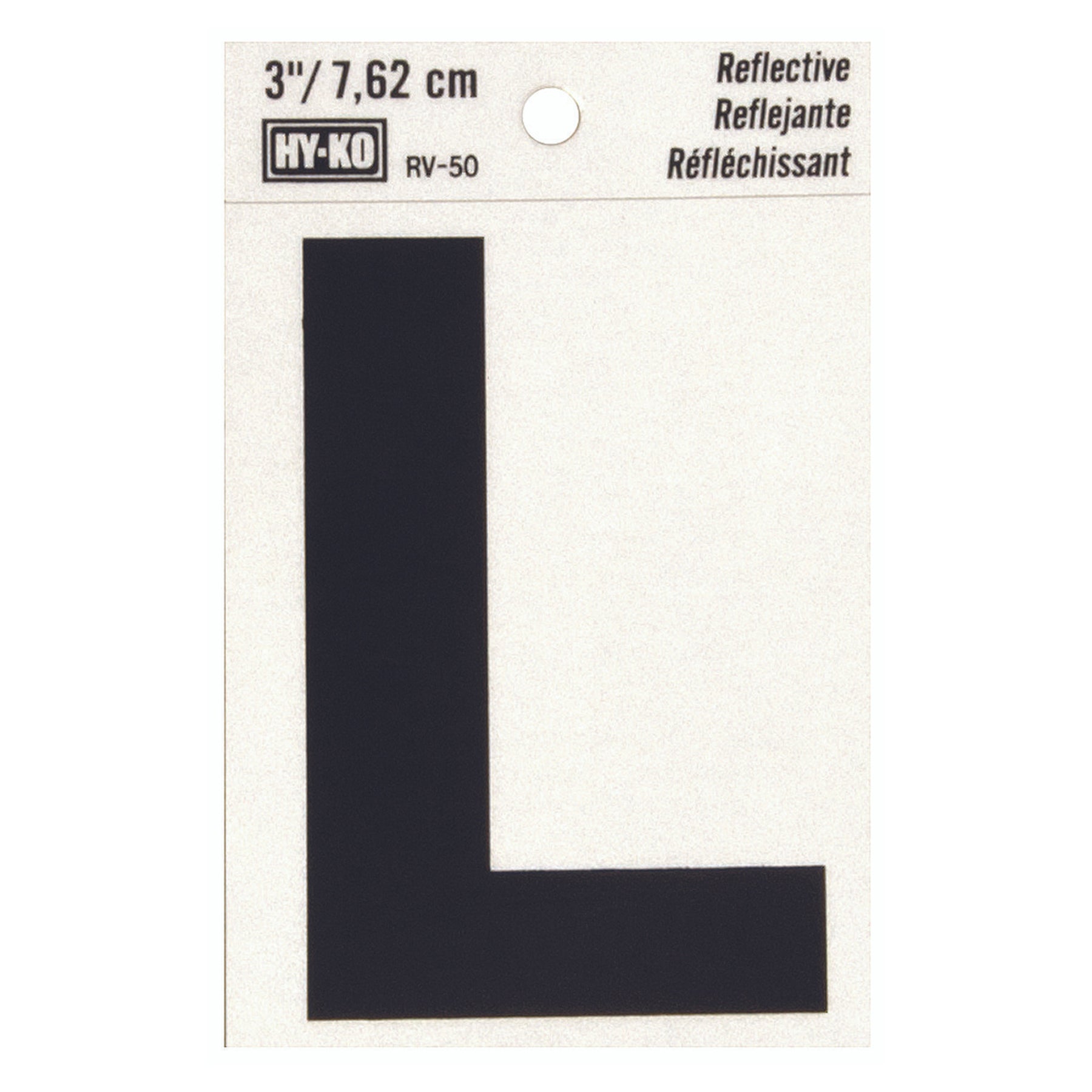 Bend And Peel Black On Silver Reflective Vinyl Letter L