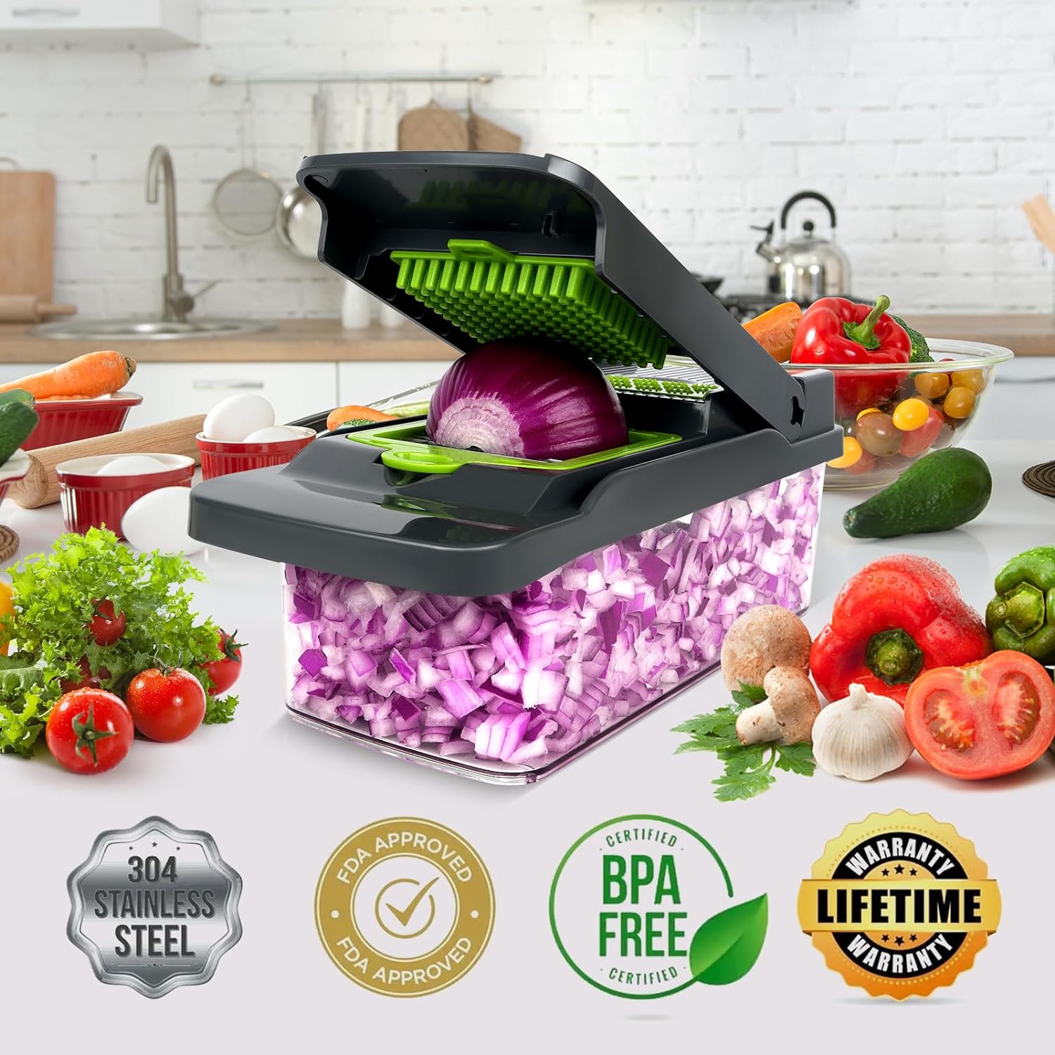 Vegetables Cutter , Grey & Green Color