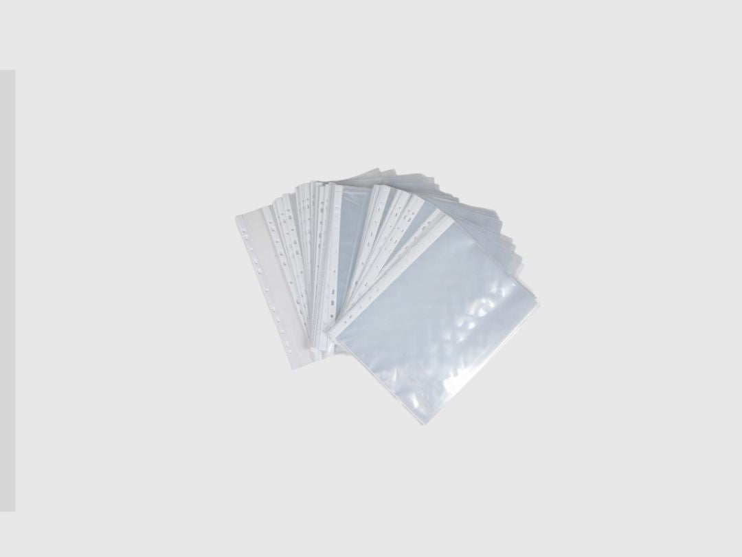 Power Line A4 Plastic Punched Pockets Sheet Protectors-Clear