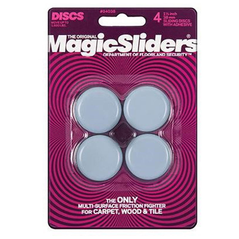Magic Sliders 4Pc Sliding Discs W/Adhesive Round 38Mm - Silver