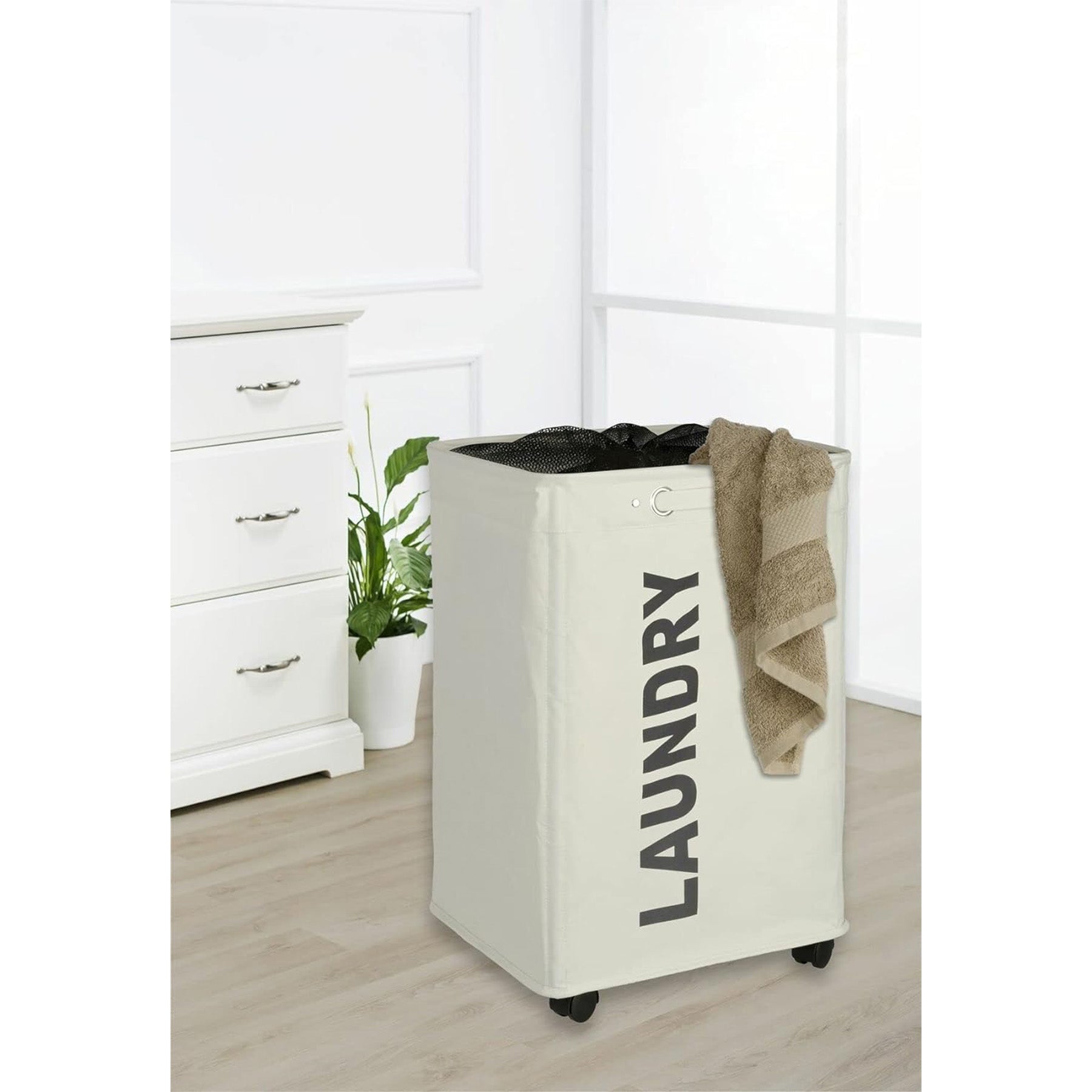 Laundry Bin - Beige , Capacity 11.36 gallon