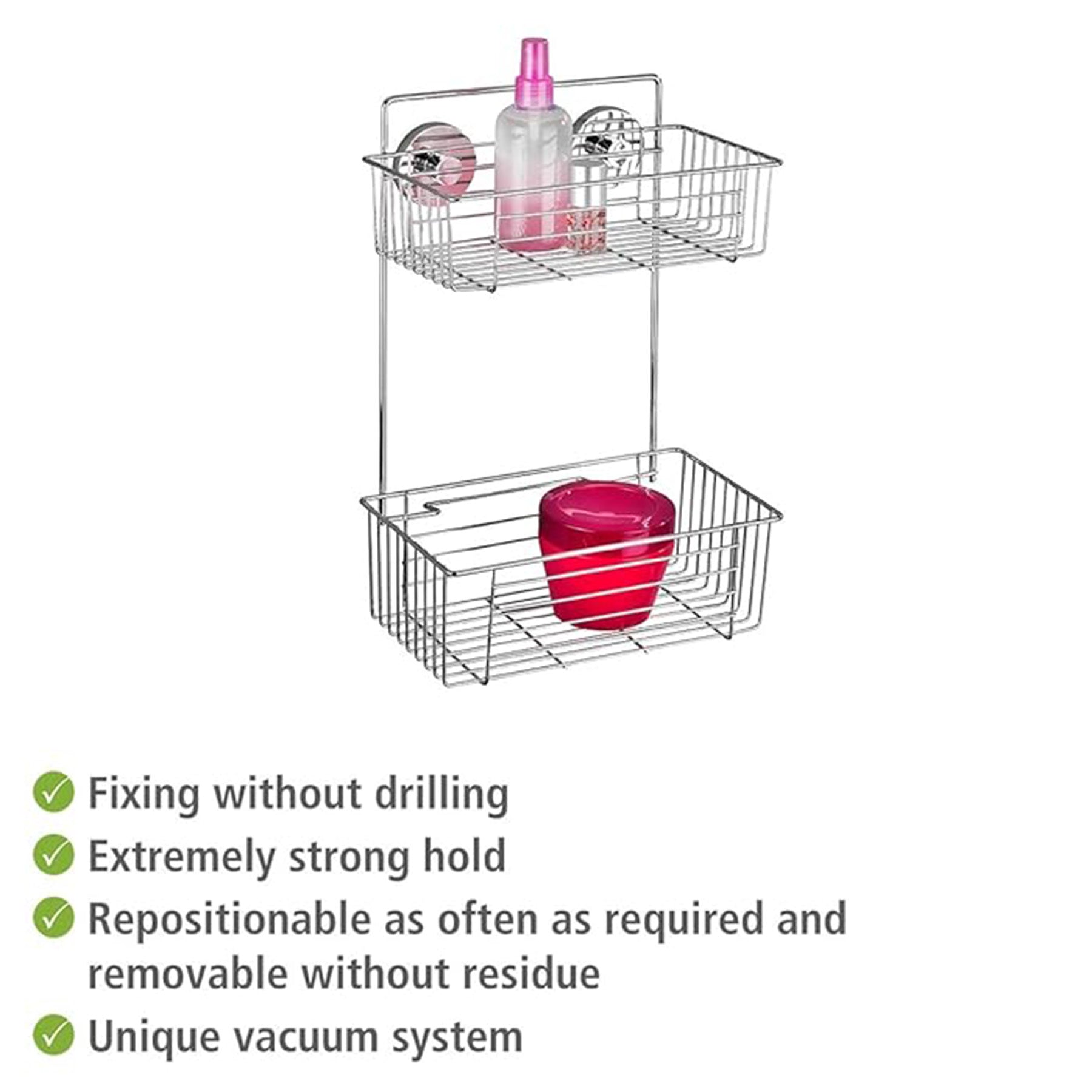 Vacuum-Loc 2-Tier wall rack Bari Steel, 10.2 x 15 x 6.7 inch, Chrome