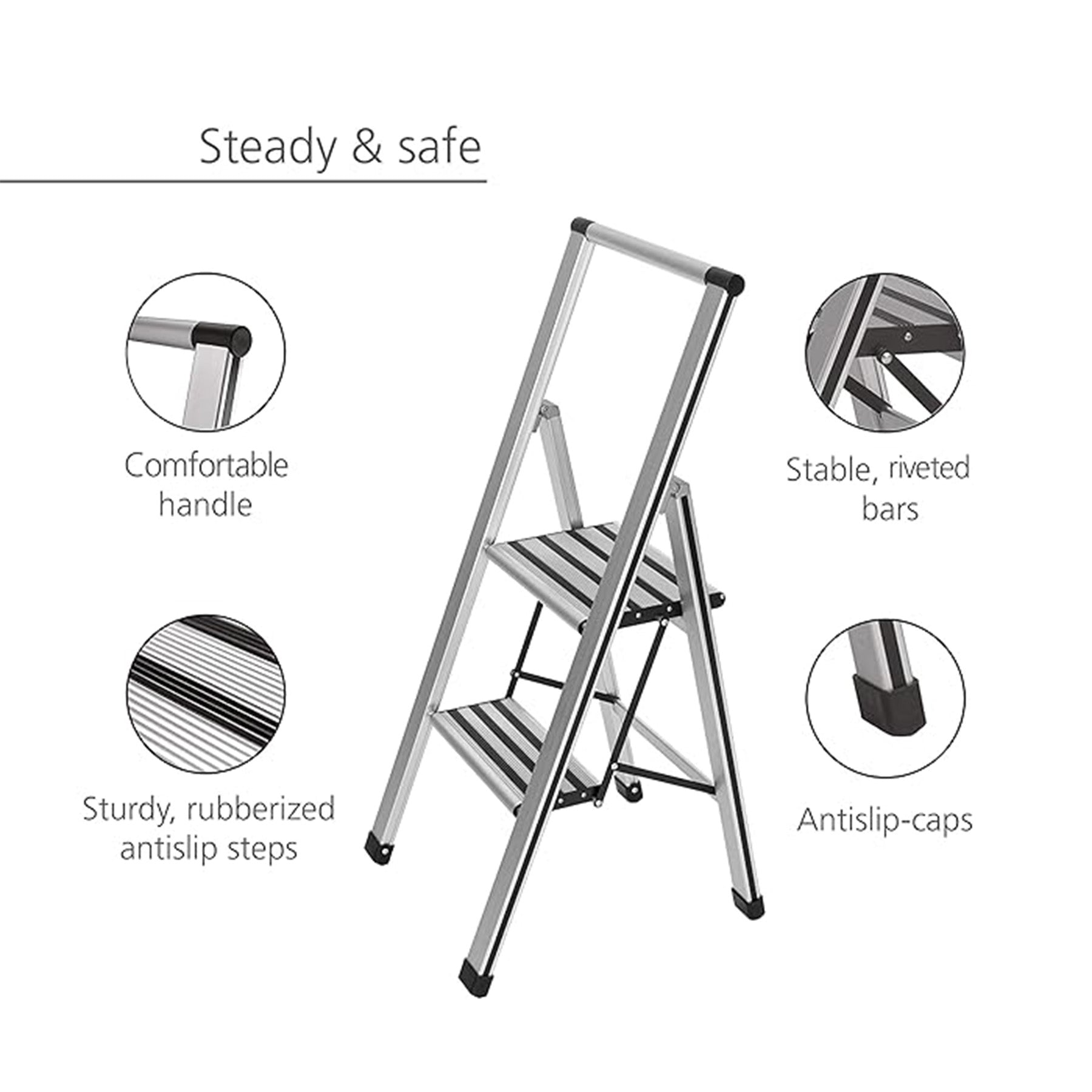 Aluminum Design Folding Stepladder 2-Step-Household Ladder