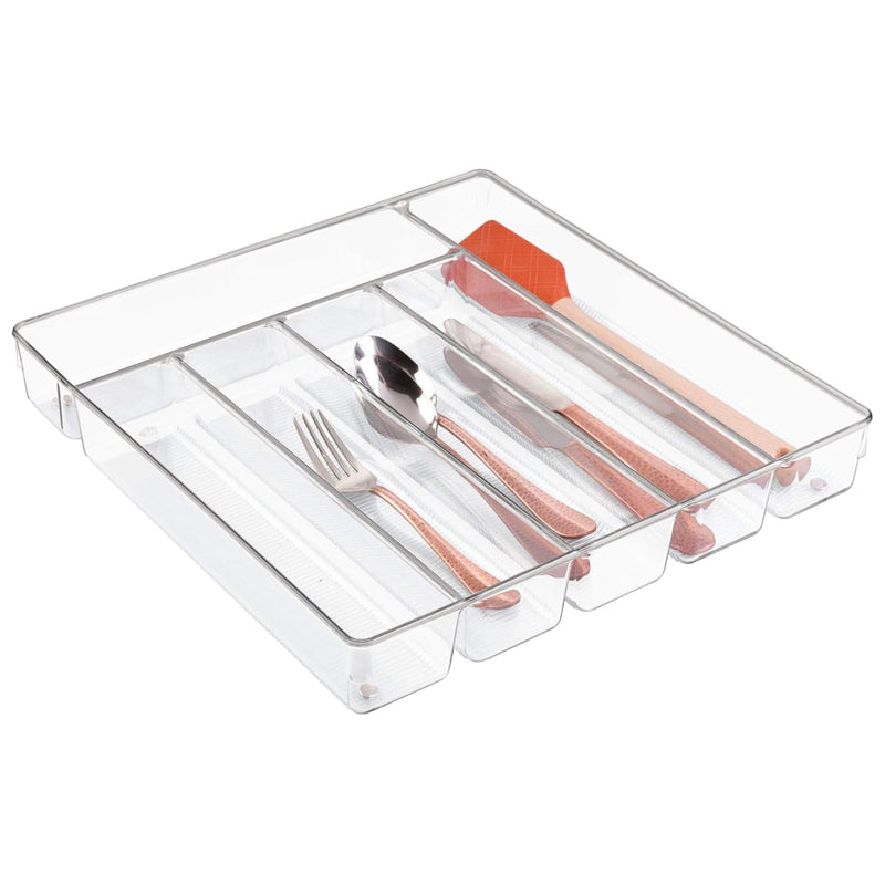 Interdesign Linus Cutlery Tray – Large Silverware Organizer For Kitchen Storage - Clear