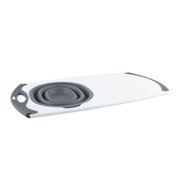 Strainer and cutting board