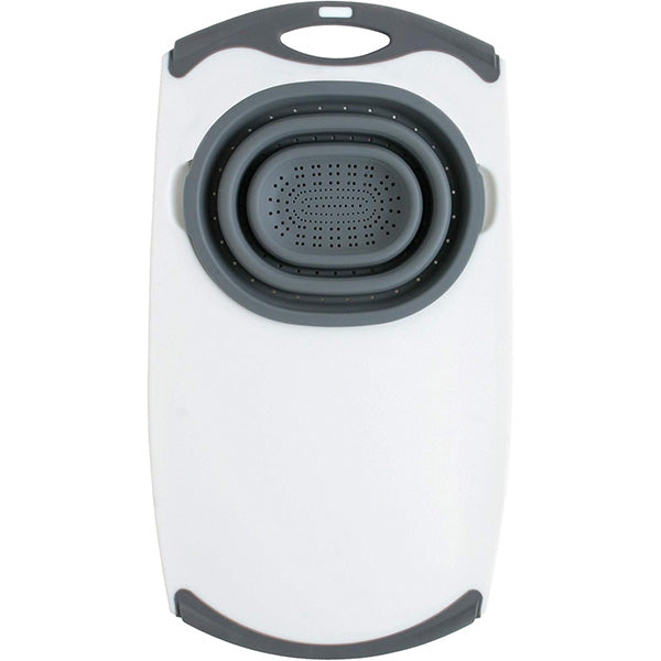 Strainer and cutting board