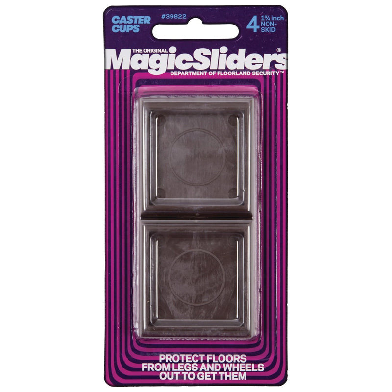 Magic Sliders 4Pc Non-Skid Protective Caster Cups Square 1-3/4"
 - Black