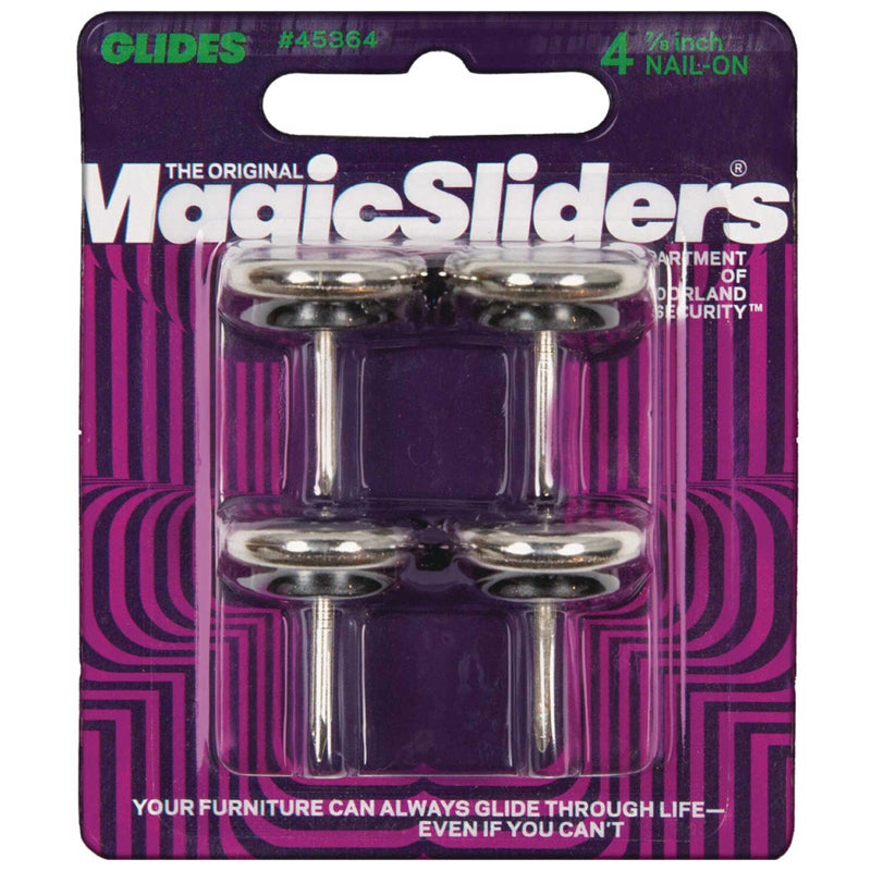 Magic Sliders 4Pc Nail-On Glider Steel Based 1-1/16" - Silver