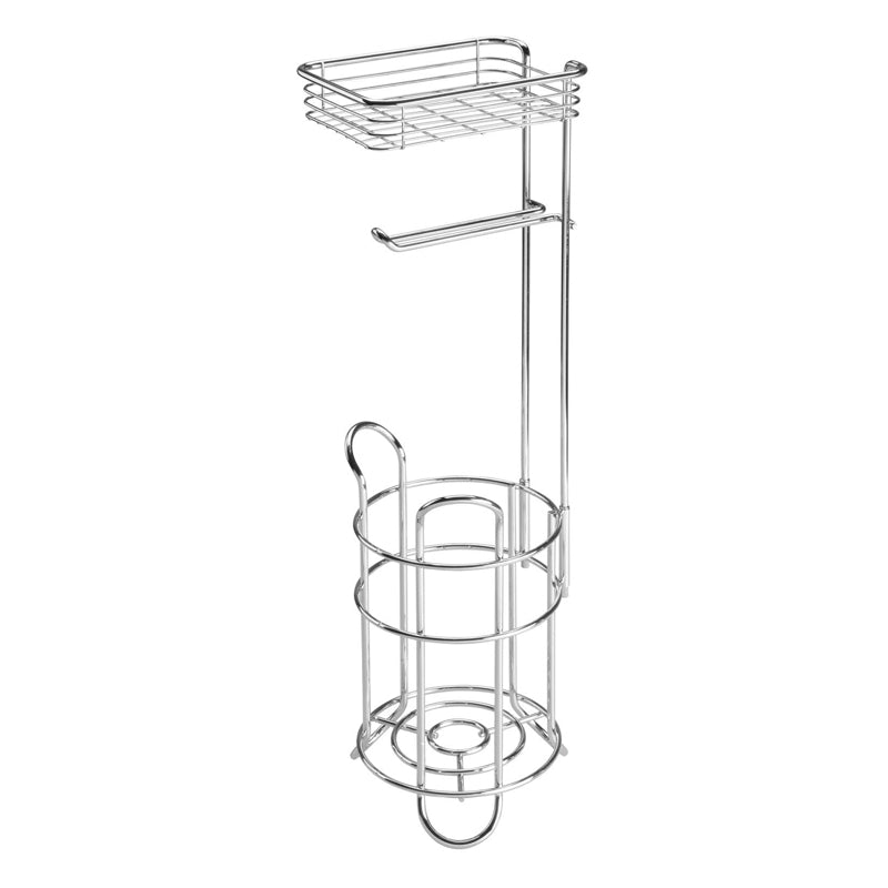 Inter Design -York Lyra Roll Stand Plus With Shelf- Chrome  - Silver