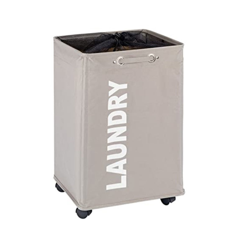 سلة غسيل رفيعة بعجلات كورنو رمادي داكن - 43 لتر