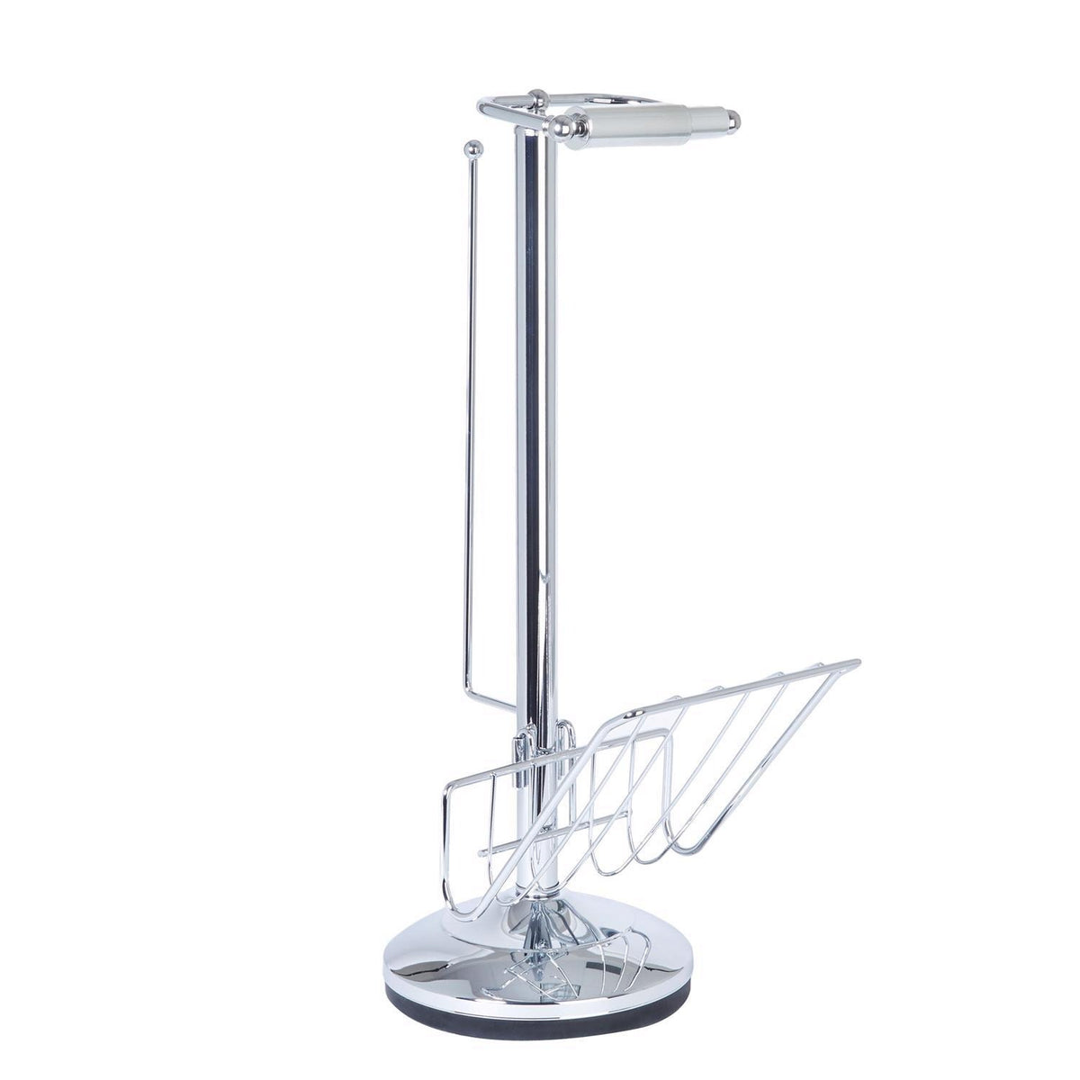 Toilet Caddy Tissue Dispenser With Magazine Rack - Silver