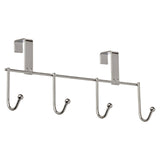 Door Strip with 4 Hooks Silver Metal