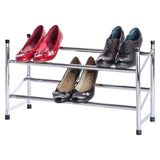 EXTENDABLE 2-LEVEL SHOE SHELF - CHROME - STACKABLE