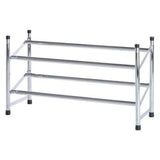 EXTENDABLE 2-LEVEL SHOE SHELF - CHROME - STACKABLE