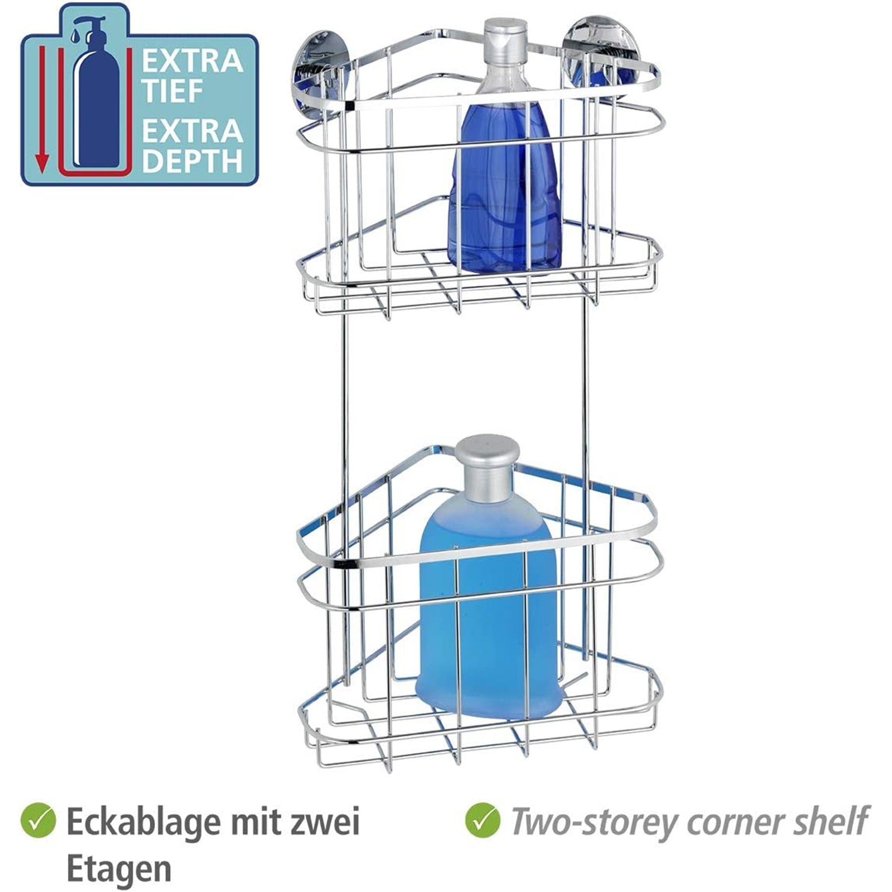 2-Teir Bathroom Corner Shelf, Silver