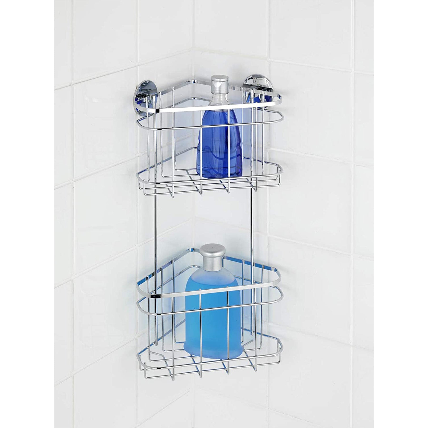 2-Teir Bathroom Corner Shelf, Silver