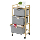 Wenko Laundry Trolley With 3 Drawers Bahari, Bamboo - Brown
