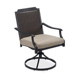 Charleston Wicker Steel Cushioned Chair Patio Dining Set- Black