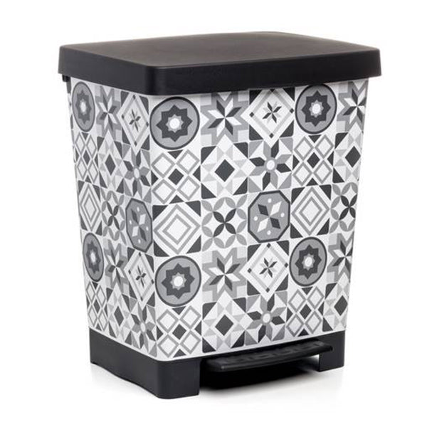 Pedal Dust Bin - White & Black