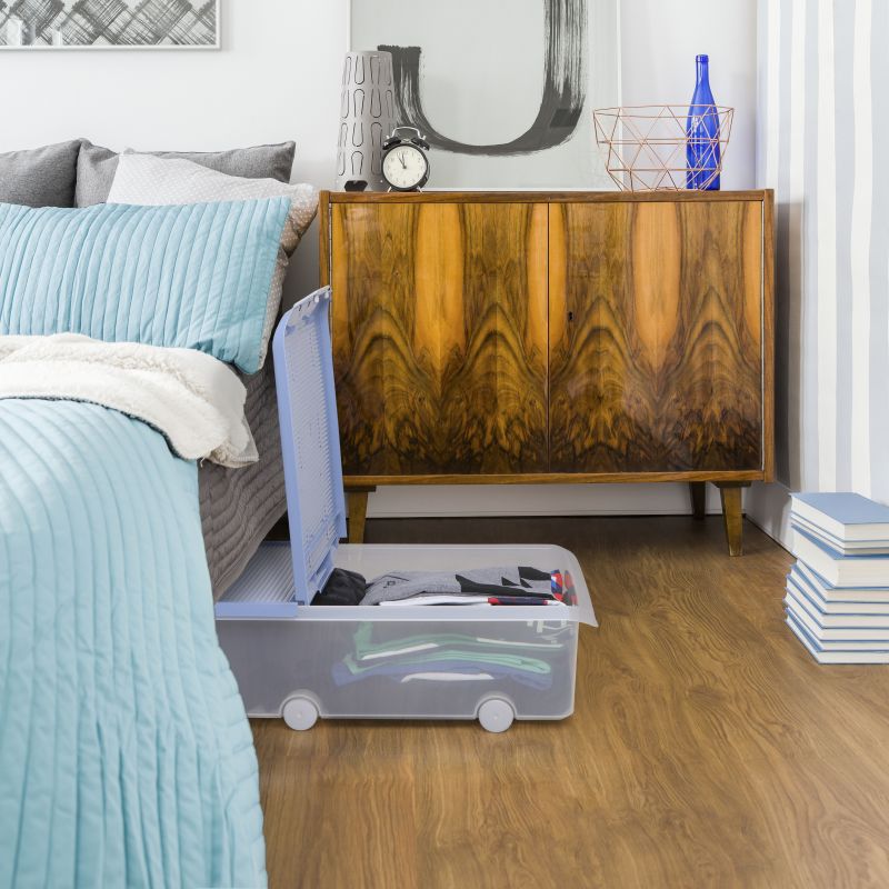 Storage box with lid & wheels - Blue